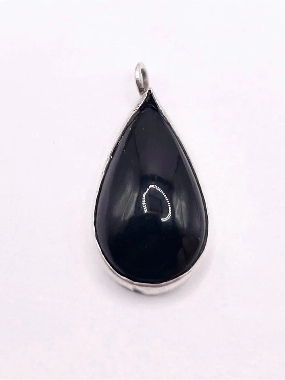 Black onyx Teardrop Sterling Silver Pendant